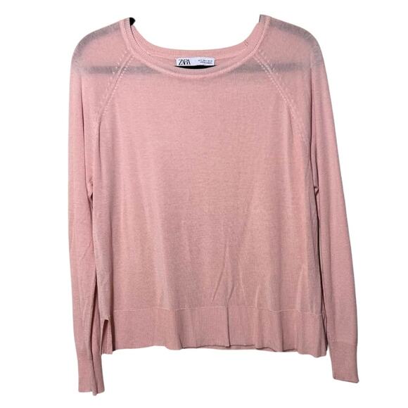 ZARA PINK CREW NECK PULL OVER CARDIGAN SIZE SMALL - Picture 3 of 8